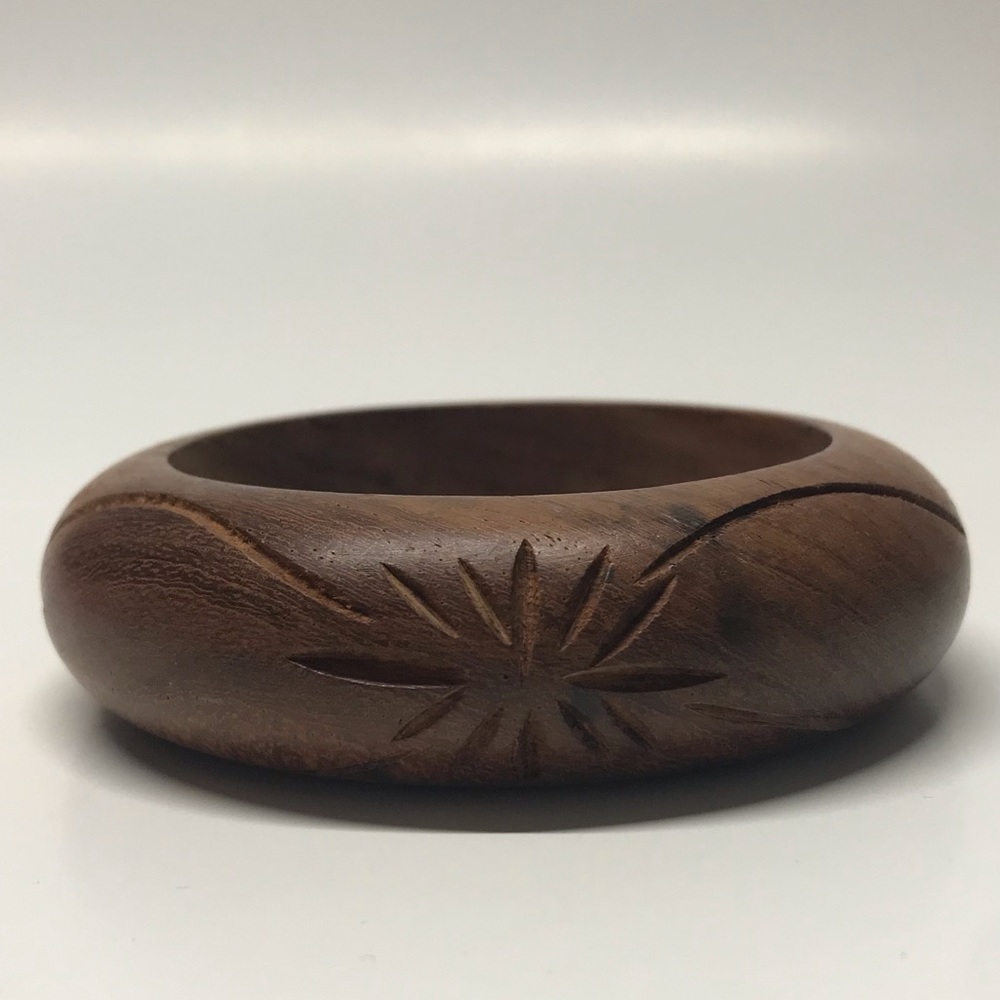 Carved Chunky Wood Bracelet Bangle